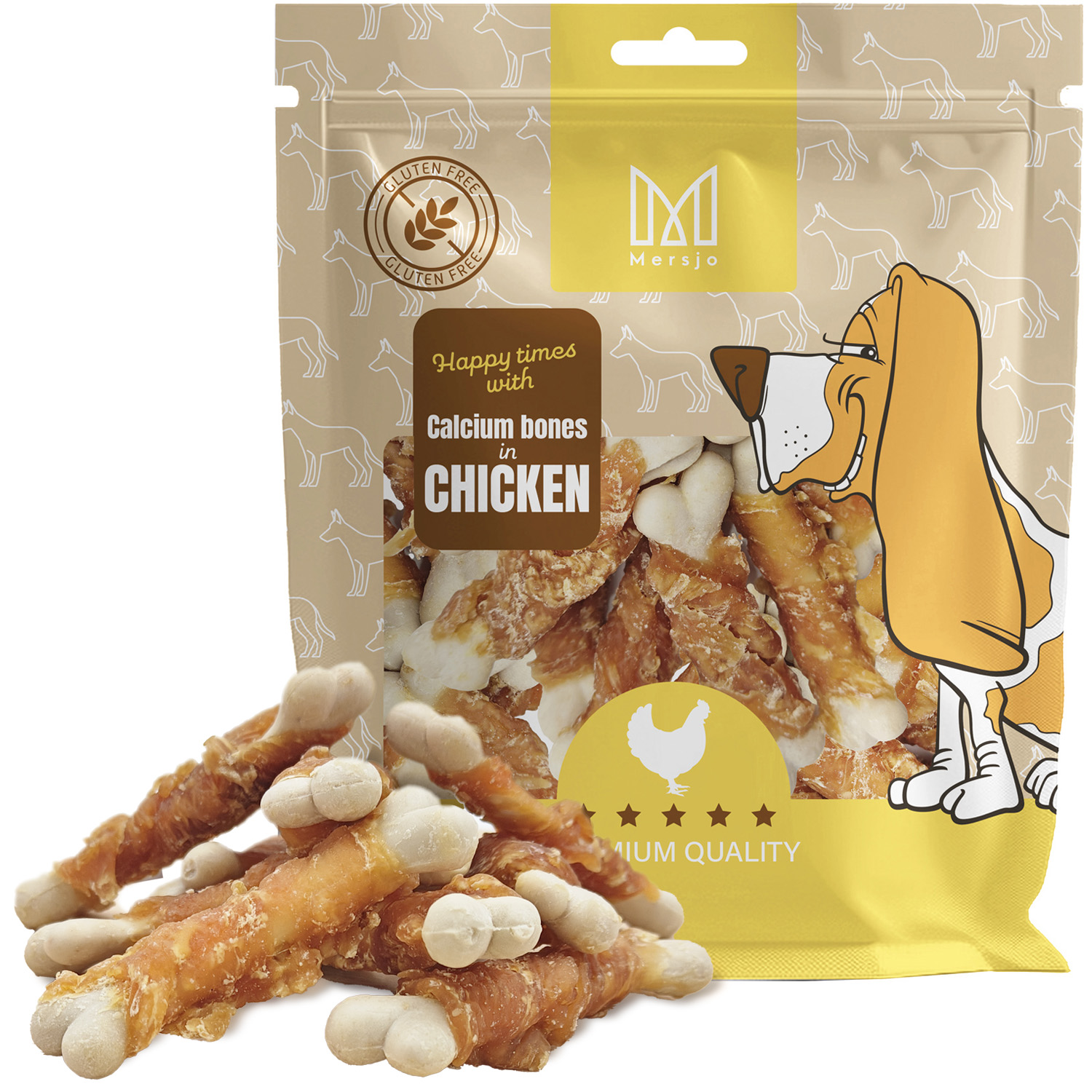 Pamlsek pro psy - kostičky s vápníkem a kuřecím masem Mersjo 500g