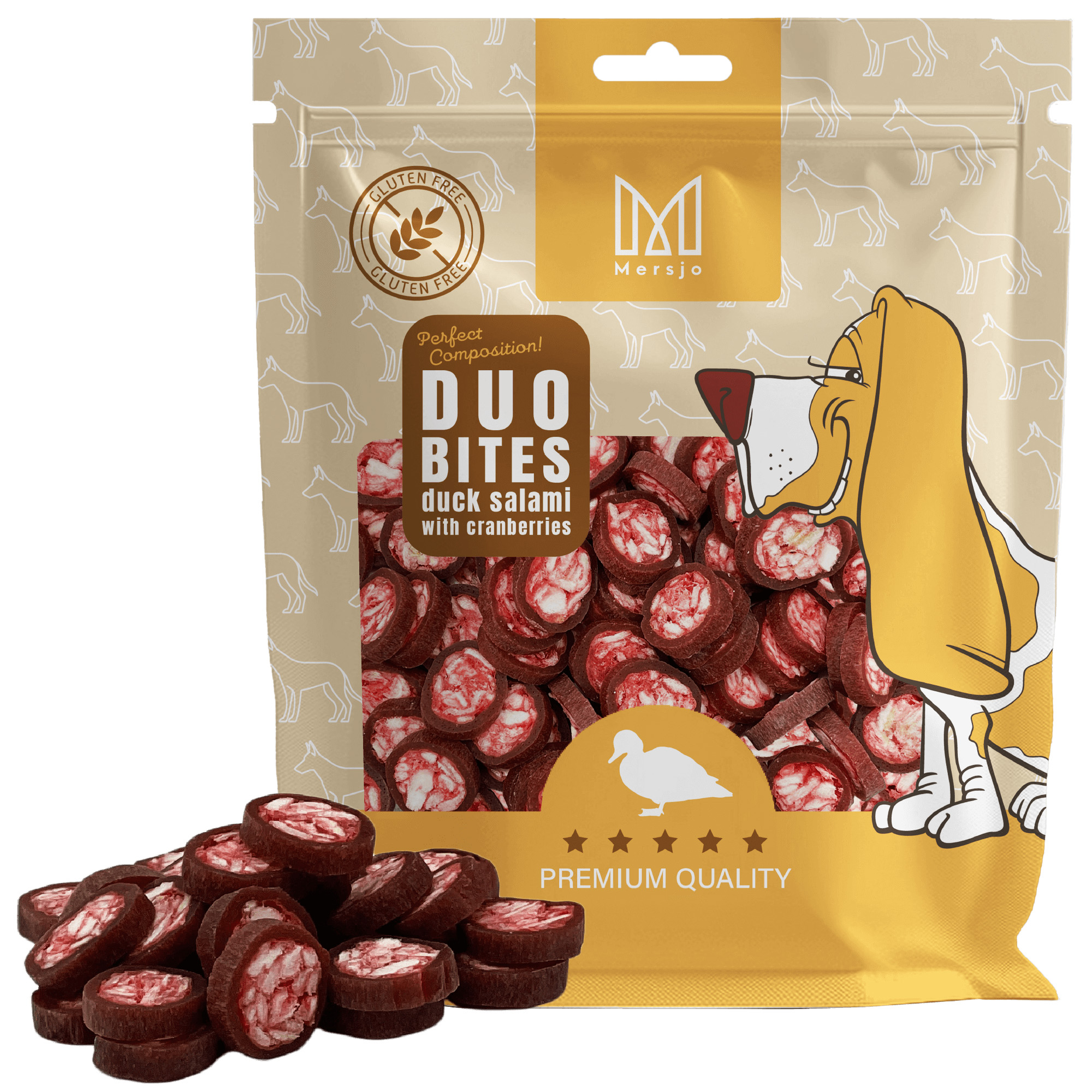 Pamlsek pro psy Duo Flavors – Kachní salám s brusinkami Mersjo 200g