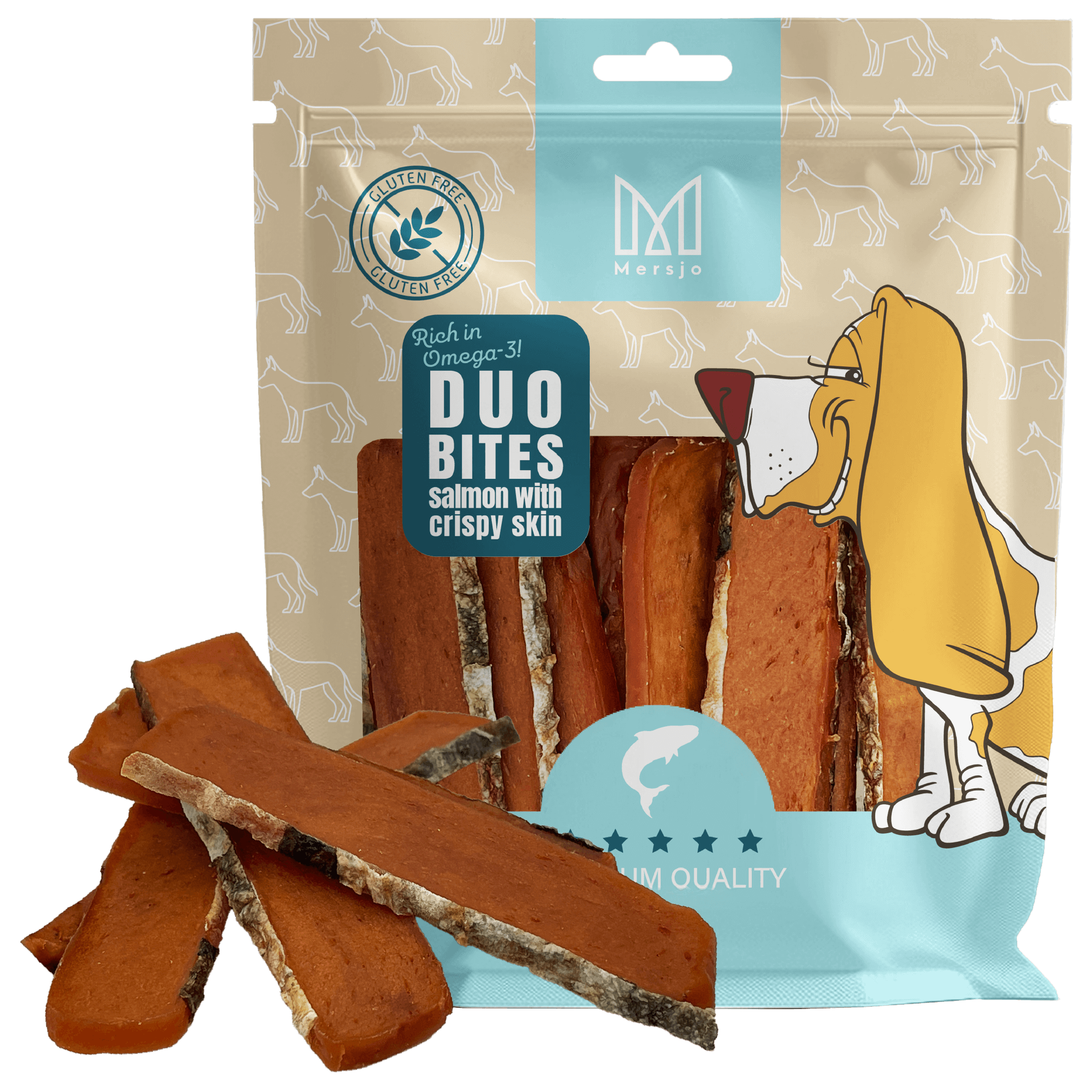 Pamlsek pro psy Duo Flavors – Losos s křupavou kůží Mersjo 200g