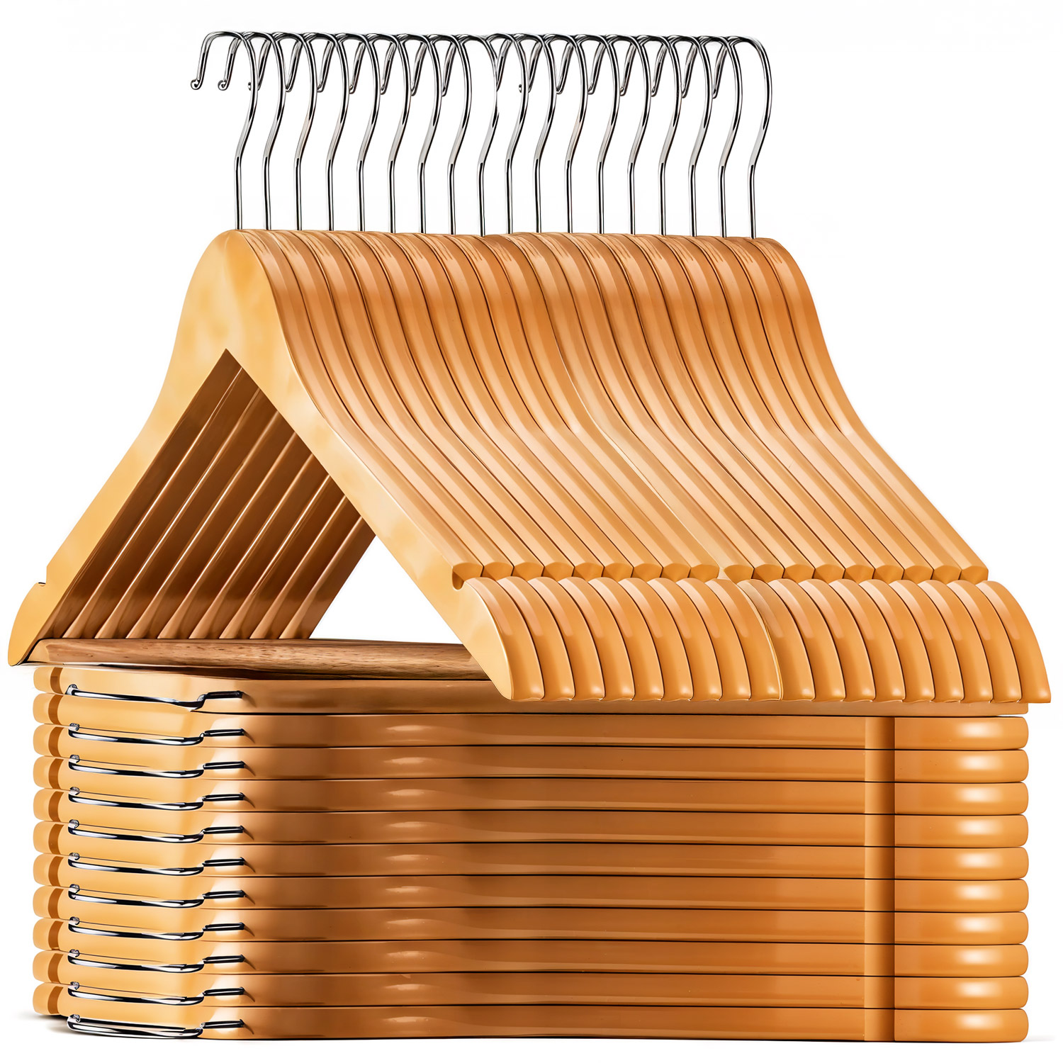 Sada dřevněných ramínek s kalhotovou tyčí 30 ks